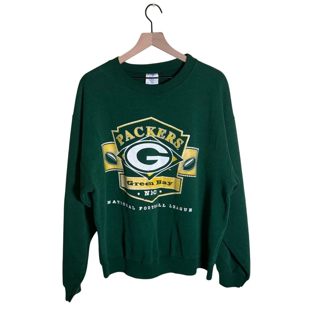 VINTAGE NFL GREENBAY PACKERS athletic oversized Hanes Green Sweatshirt XXL